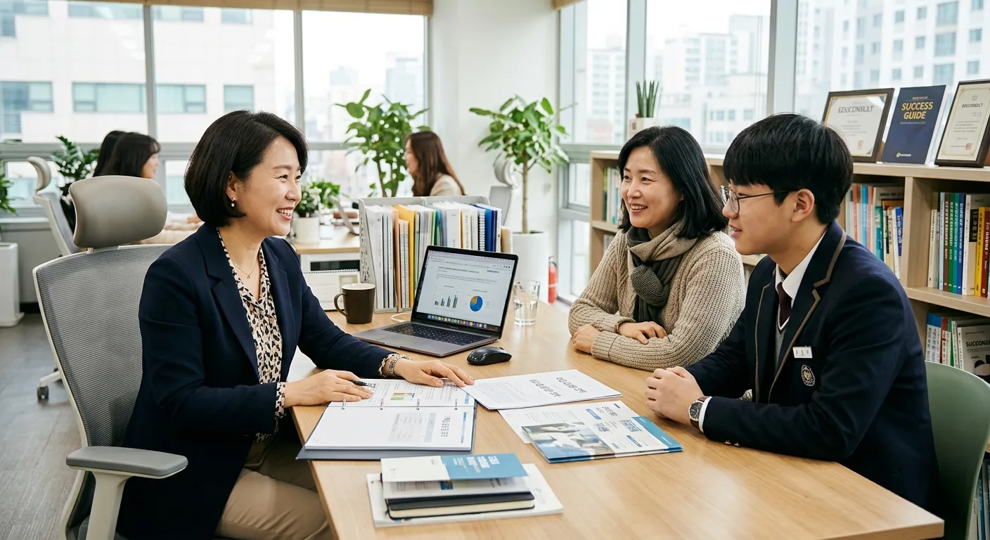학부모·학생과 상담하는 컨설턴트